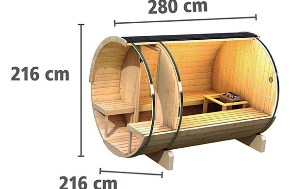 Karibu-Fasssauna-mit-Bio-Ofen-Maße